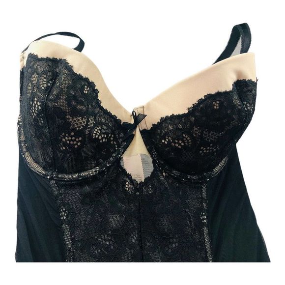 2067 Victoria Secret 34D Cami Chemise Dress Lingerie Push Up Bra Lace Bows - Picture 2 of 6